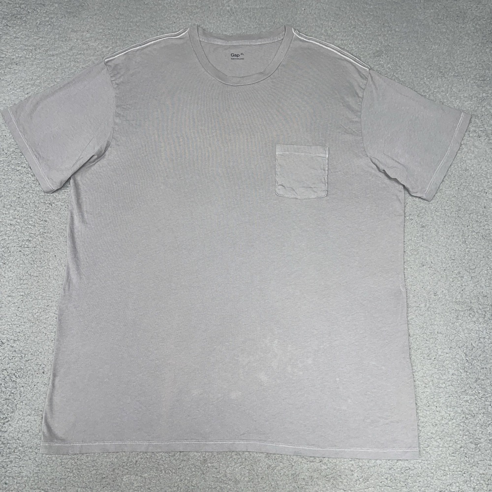 Gap T Shirt Men's Size XL Light Gray Solid 100% Cotton Crew Neck Pocket 2010 Tee